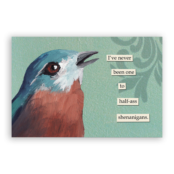 Postcard - Troubled Bird - Shenanigans - 9081she24 - Set of 24
