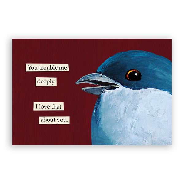Postcard - Troubled Bird - Trouble Me Deeply - 9082tro24 - Set of 24