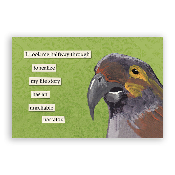 Postcard - Troubled Bird - Unreliable Narrator - 9084nar24 - Set of 24