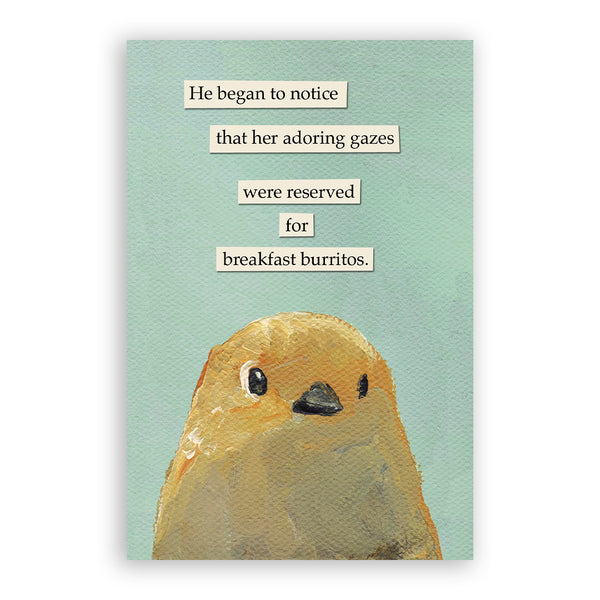 Postcard - Troubled Bird - Breakfast Burrito - 9085bur24 - Set of 24